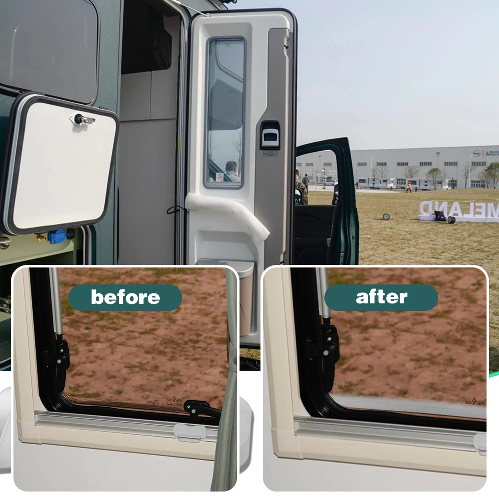 Tira de sellado de ventana de puerta de coche, cinta de sellado de silicona transparente para pelado de clima, para RV, caravana, autocaravana,