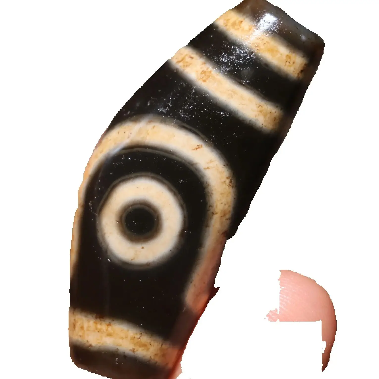 

DREWREW 1005009170212591 Тибетский топ, старый агат Ruyi, 2-глазое отверстие для дождя, форма бычьего рога, подвеска из бисера dZi, амулет для