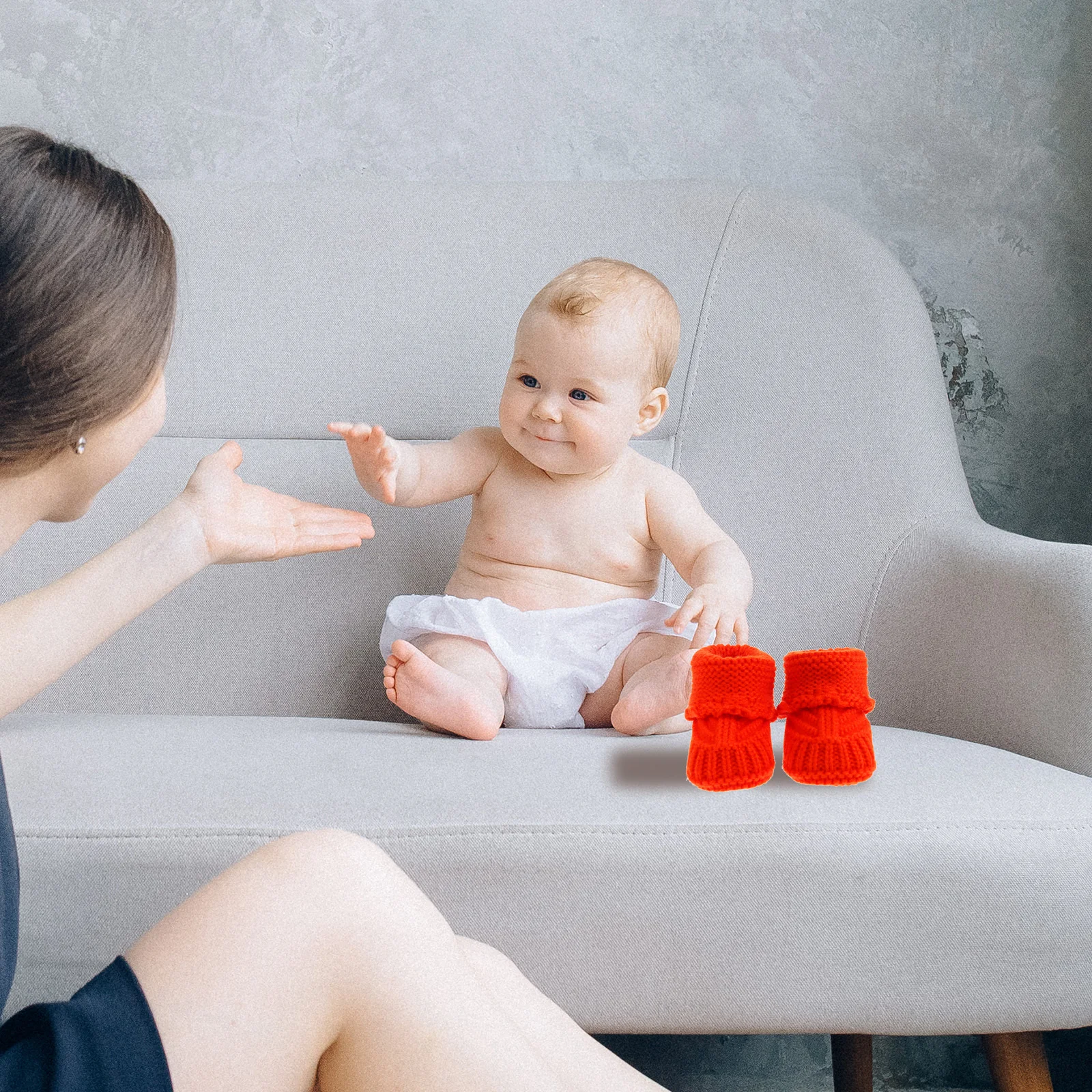 1 ペアベビーウール糸かぎ針編みブーツ手作りニット靴新生児暖かいソフト冬靴ベビーかぎ針編み靴