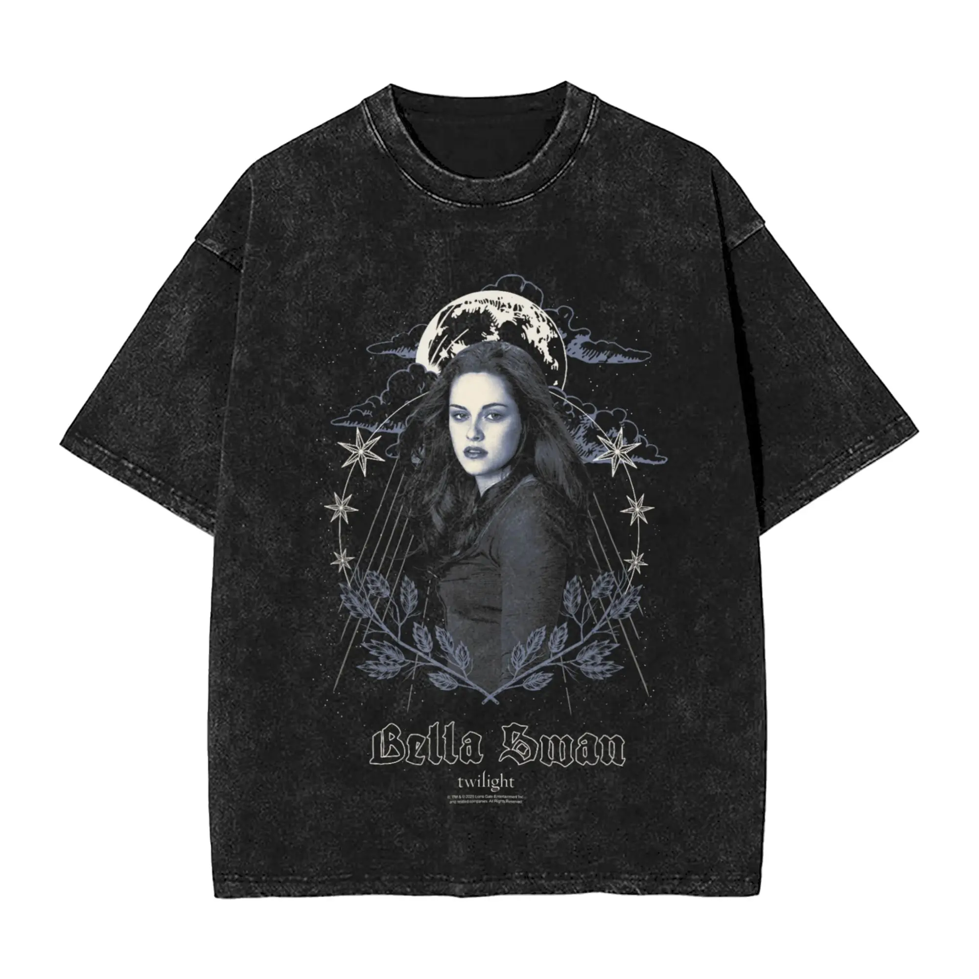 Twilight Bella Swan Moon And Stars Illustration  Washed T Shirt Man Quote Cotton T-Shirts Summer Tee Shirt Print Big Size Tops