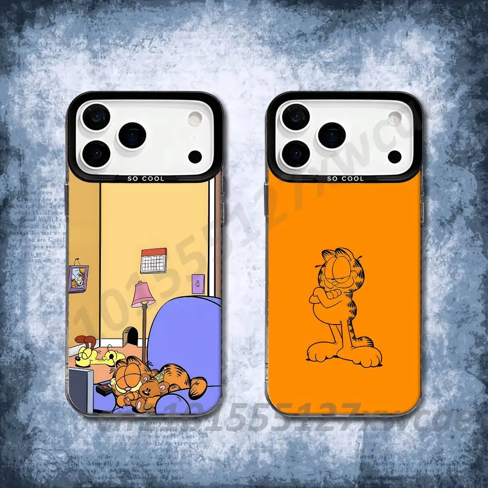 Чехол для телефона Cute Cat G-GarfieldS для iPhone 15,16,17,13,14,11,12,Pro,Max,Plus,E,Air,Mini, серый матовый, противоударный, IMD-чехол