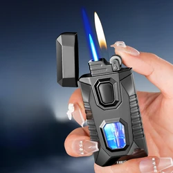 Unusual Metal Windproof Cigar Cigarette Lighter Jet Torch Gas Two Types Flames Lighters Smoking Accessory Butane Gadgets for Men