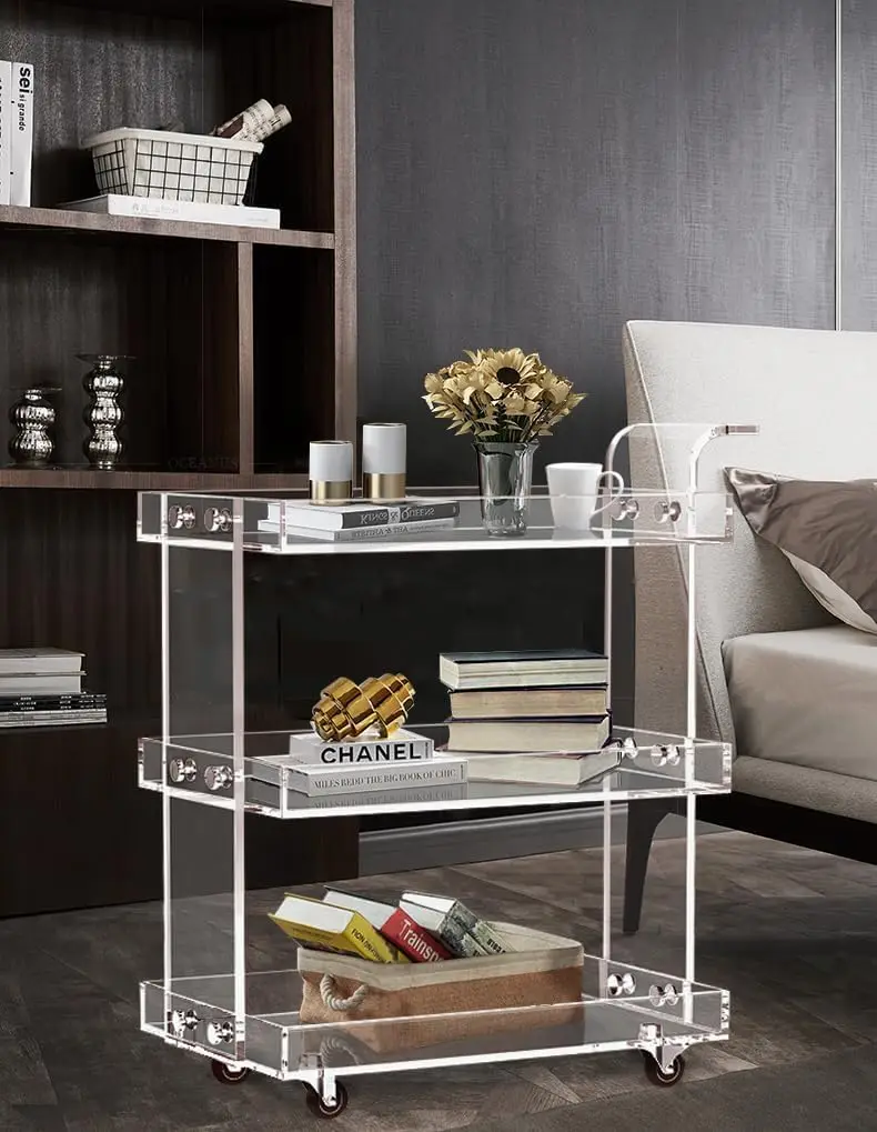 ONELUX 2319 عربة تخزين من الأكريليك الشفاف، عربة بار متنقلة #3