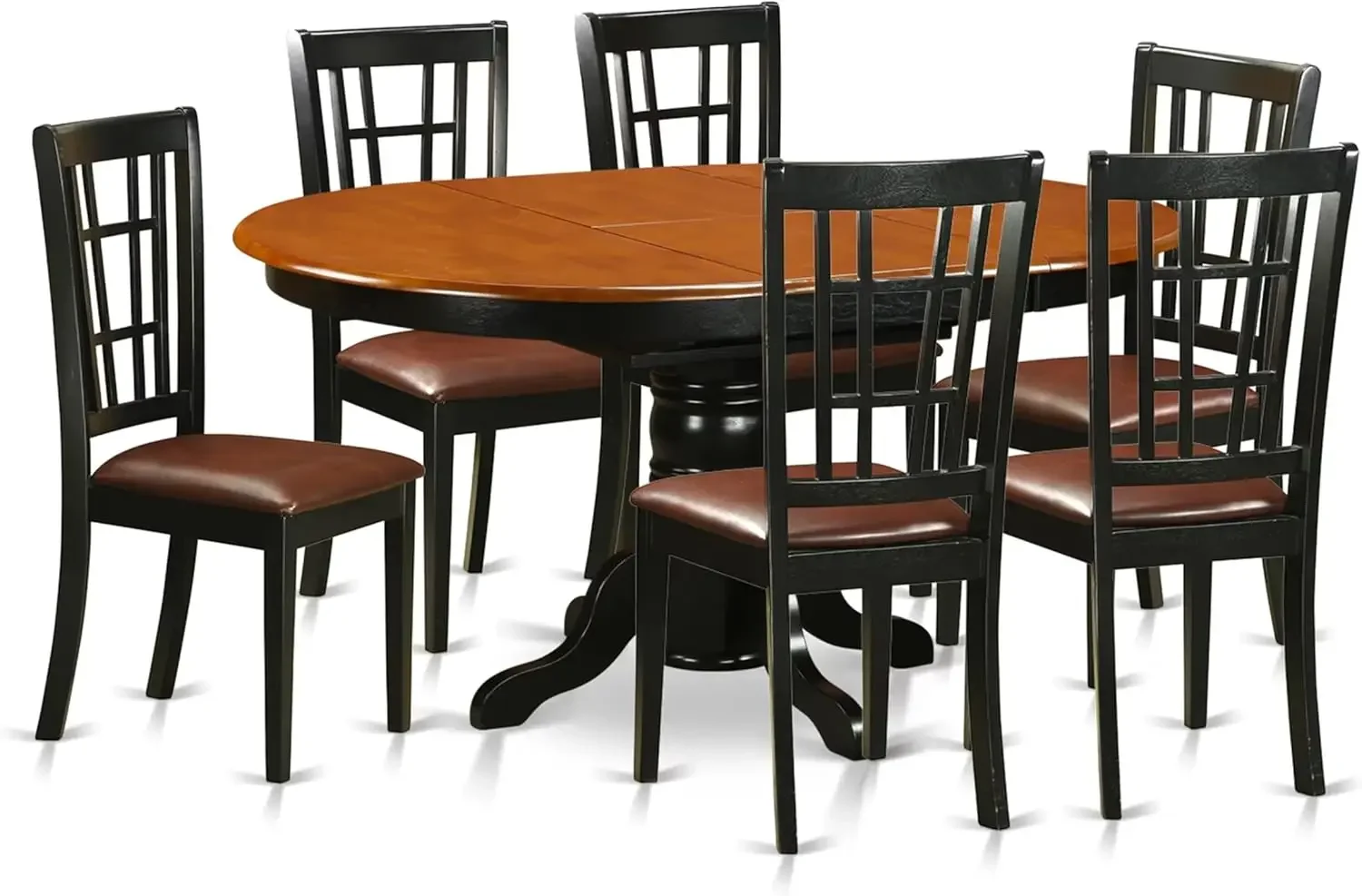 East West Furniture KENI7-BCH-LC 7 Piece Dining Room Furniture Set Consist of an Oval Kitchen Table with Butterfly Leaf