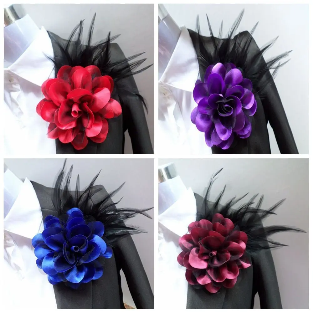 Fabric Handmade Accessories Large Flower Brooch Jewelry Badge Accessories Solid Color Pin Brooch Wedding Party Decor