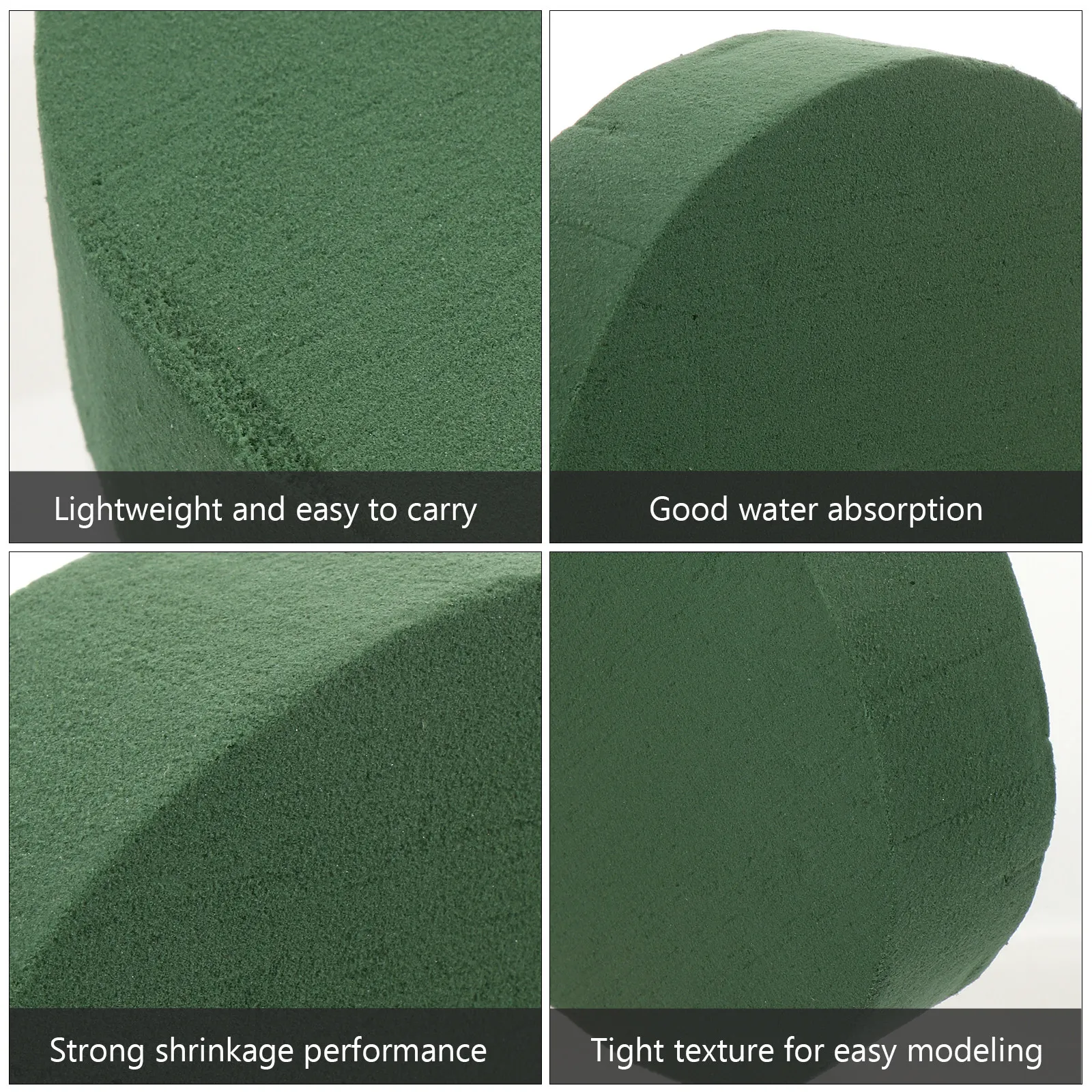 4Pcs Round Green Floral Foam Blocks Flower Mud for Florist Use Wedding Decoration Fresh Flower Arrangements Moisture Absorbing