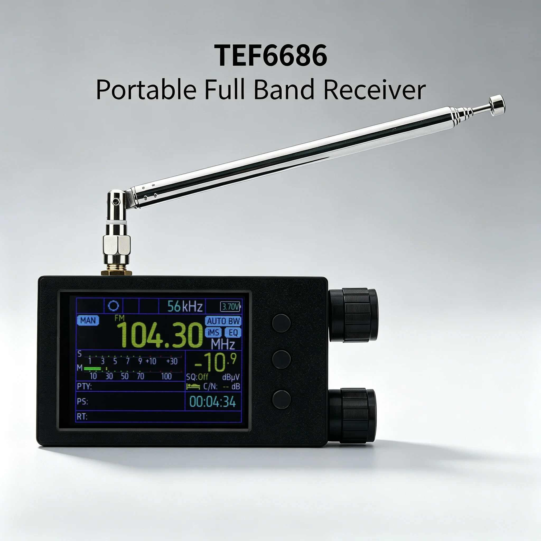 HamGeek Tragbares TEF6686 Vollband-WiFi/Bluetooth FM/SW/MW/LW Radio mit 2,8-Zoll-IPS-Touchscreen