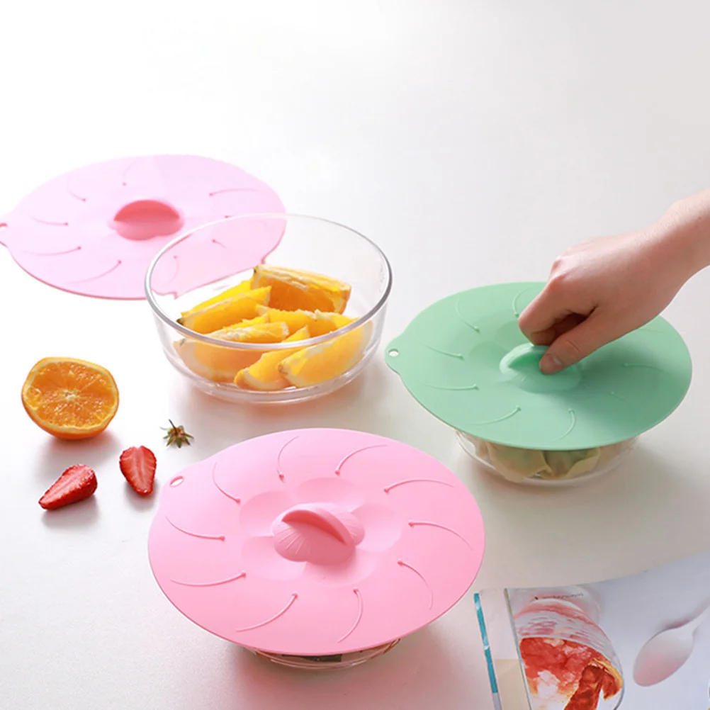 

4Pcs Food-Grade Silicone Bowl Lids Set Heat Resistant Airtight Pot Covers Leakproof Spill Proof Cup Lids Pot Cover