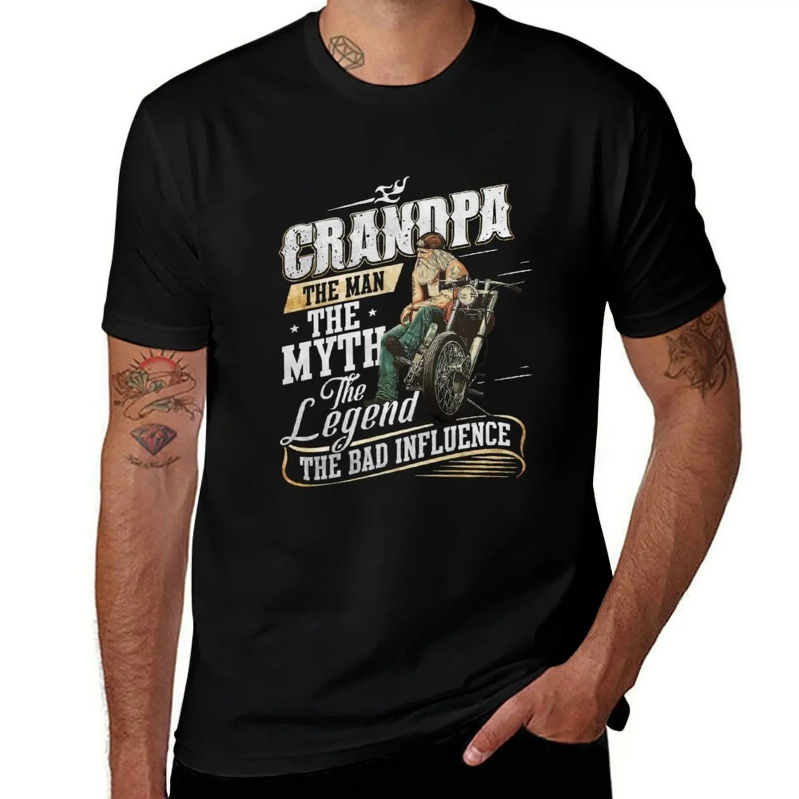 Grandpa the man the myth the legend bad influence shirts Gift for him Father's day shirt Biker Dad T-Shirt