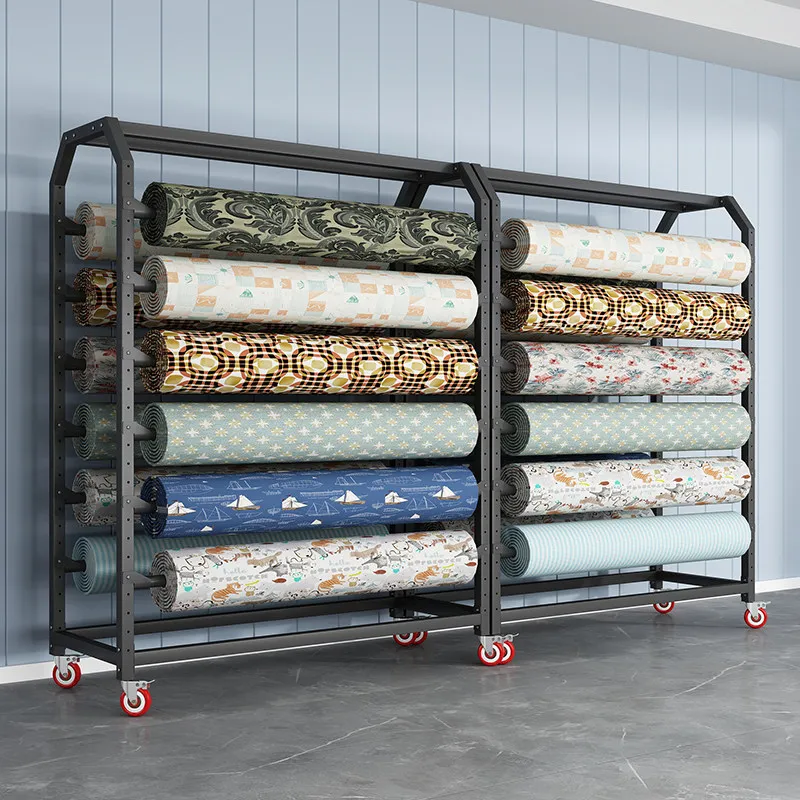Textile fabric display rack, middle island , fabric color card sample cloth rack, tablecloth , leather with cutting