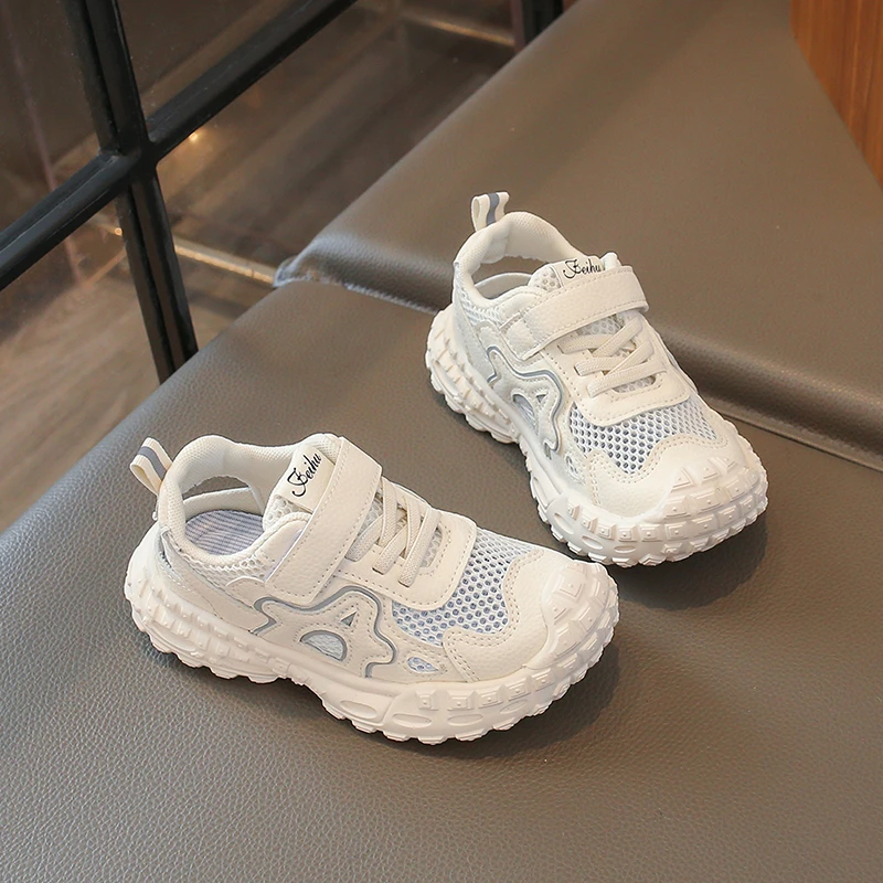 

Kids Chunky Sneakers Hook and Loop Closure Daddy Shoes Boys Girls Mesh Breathable Running Sandals Casual Walking