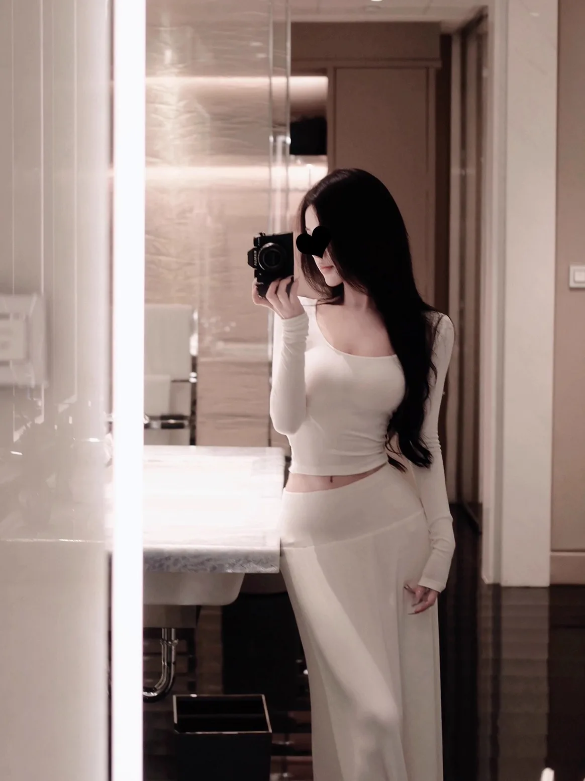 high-waist-long-sve-u-ne-slim-fit-big-skirt-hem-set-soft-white-ele-ort-top-and-f-length-skirt-ensemble