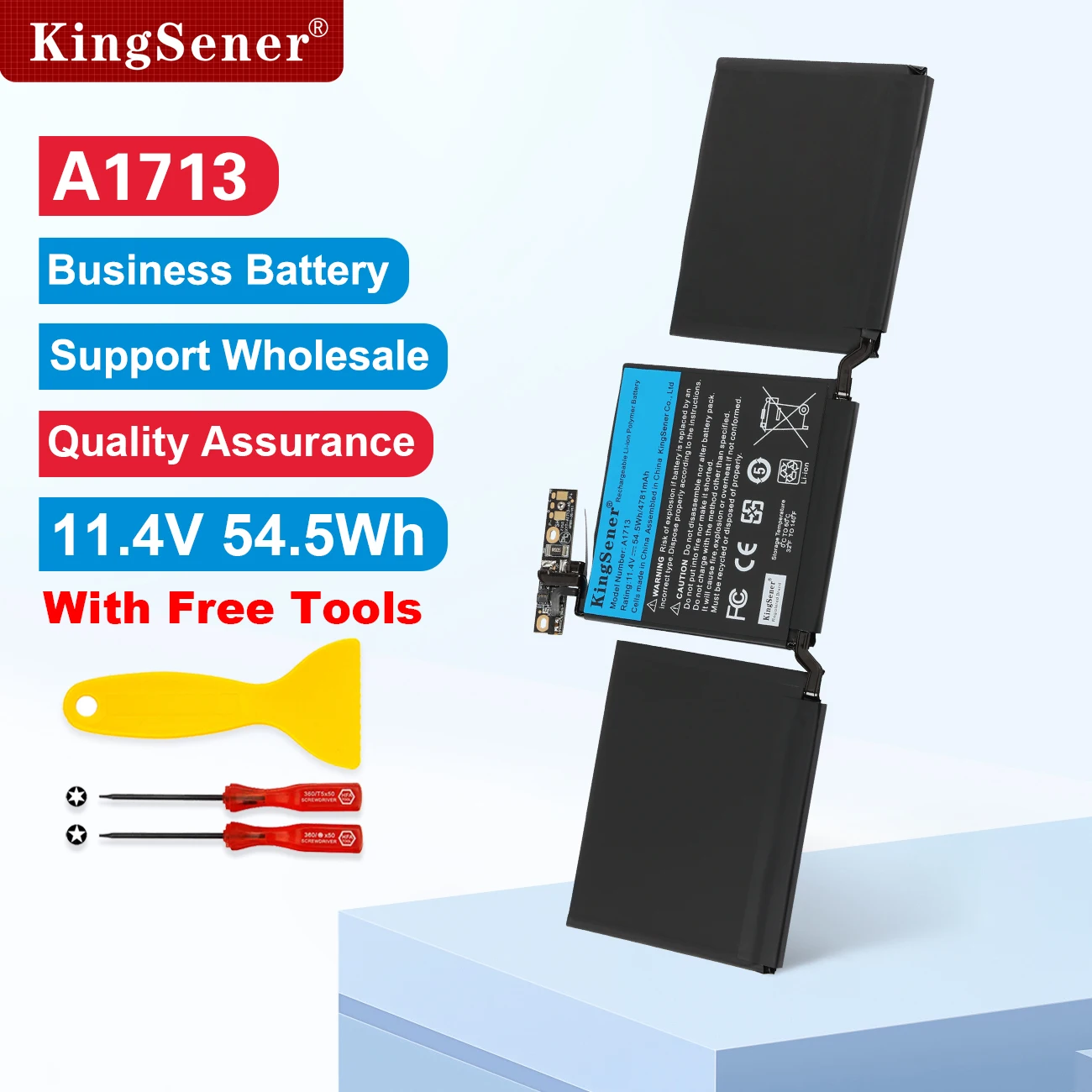 KingSener A1713 Laptop-Akku für Apple MacBook Pro 13" A1708 2016 2017 EMC 2978 3164 020-00946 MLL42LL Batterie AKKU 11.4V 54.5Wh 4781mAh