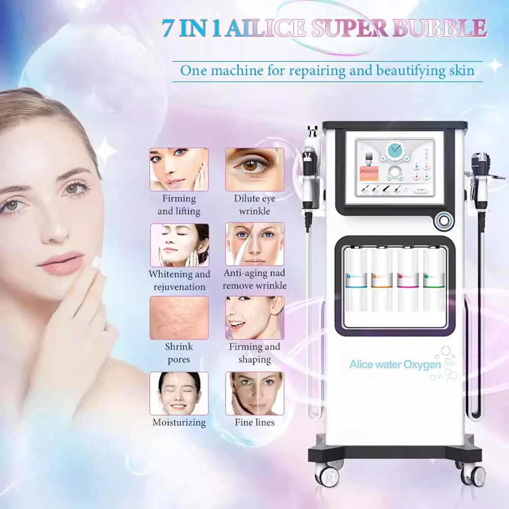 

Korean New Face 7 in 1 Skin Management Machine Hydro Facial Super Bubble Deep Cleansing Anti-Aging Face Lifting Beauty Device