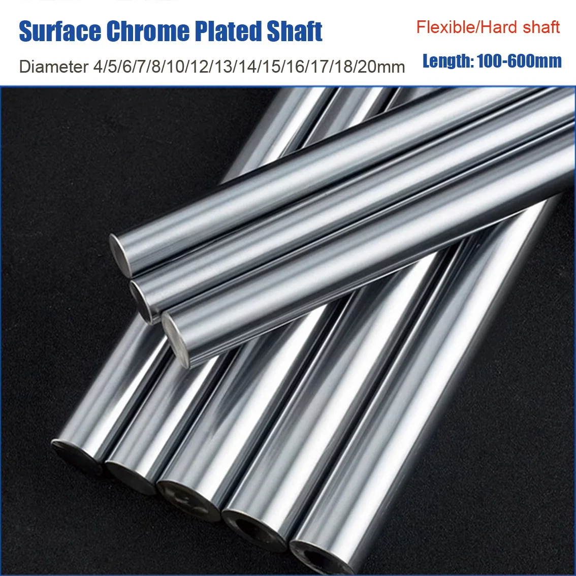 1Pcs Dia 4-20mm 45 # Steel Surface Chrome Plated Shaft Round Solid Rod Linear Shaft Cylinder Flexible/Hard Shaft 3D Printer Part