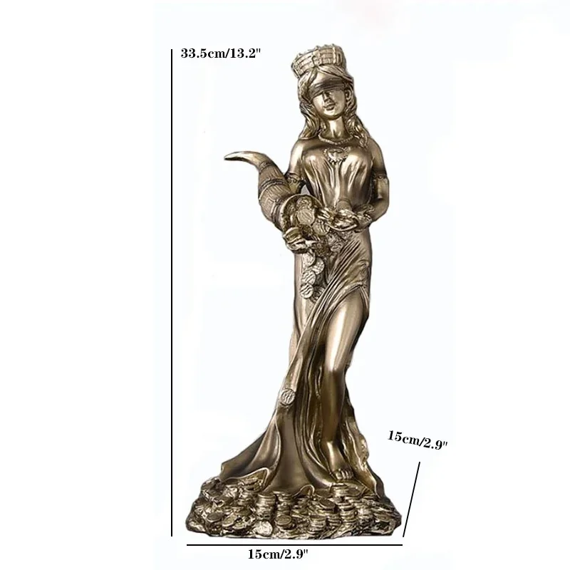 33,5 cm Home Decor Griechischer Reichtum Göttin Fortuna Figur Plouto Glück Glück Skulptur Büro Geschenk Mythologische Figur Ornament – Detail 1