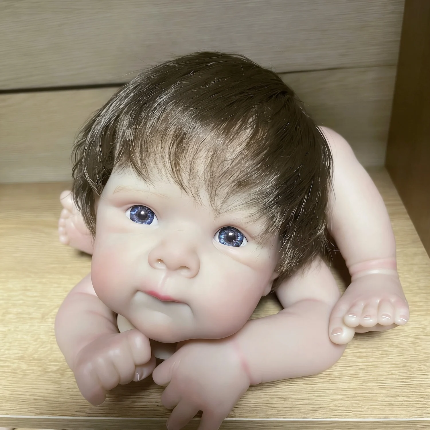 19 Inch Painted Vinyl Reborn Doll Kit Bettie With Hair Transplant and Eyelashes 3D Painted Skin Visible Veins Handmade Mold
