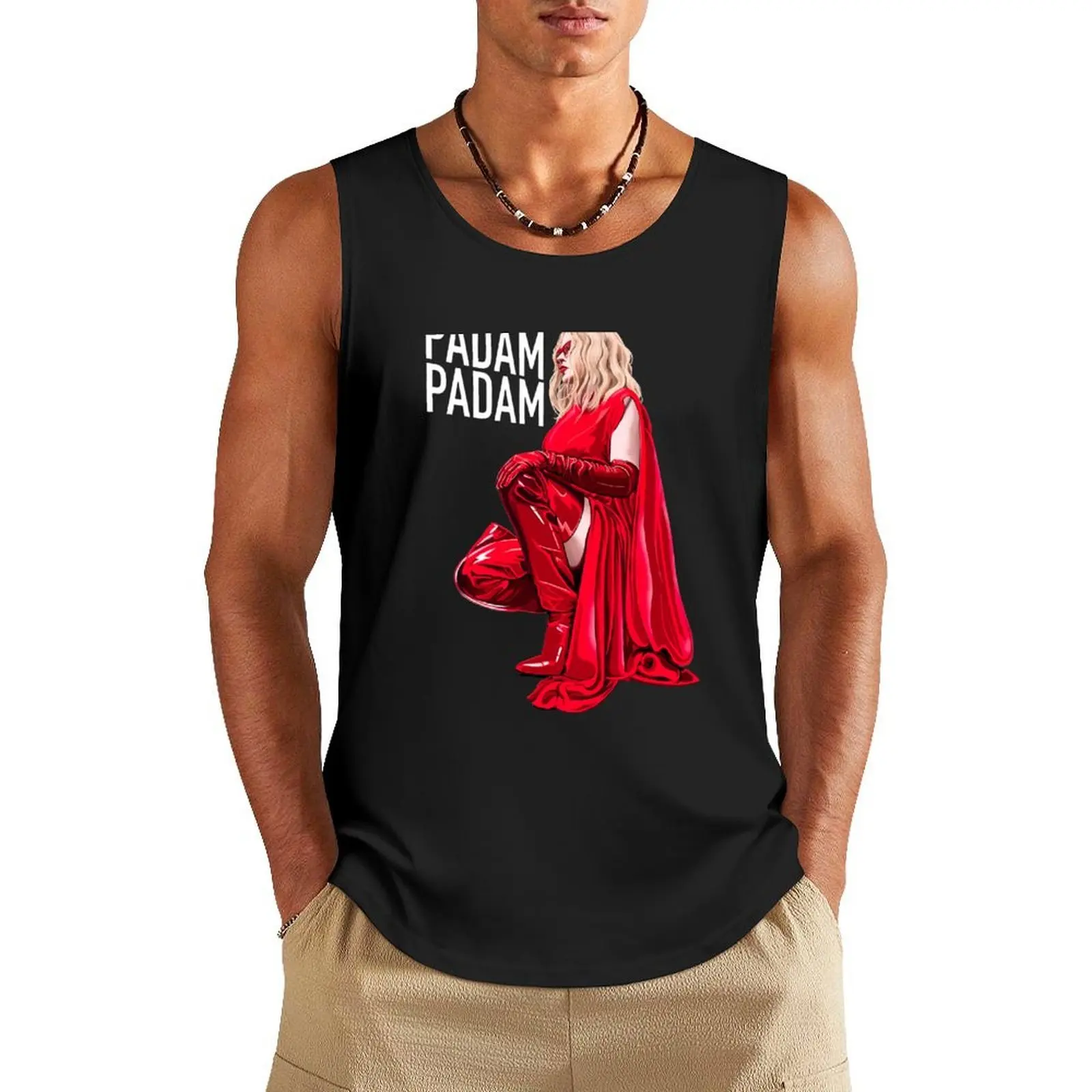 

Kylie Padam - white text Tank Top anime top Gym man Men's gym clothing