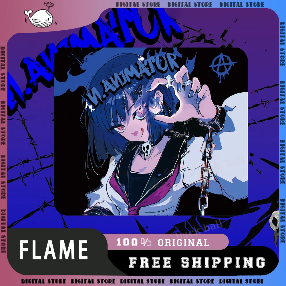 N.Animator Flame Mousepad 190*420*4mm Size Anime Mouse Pad Customized Gaming Mouse Pad Esports PC Accessory Custom Mousepad Gift