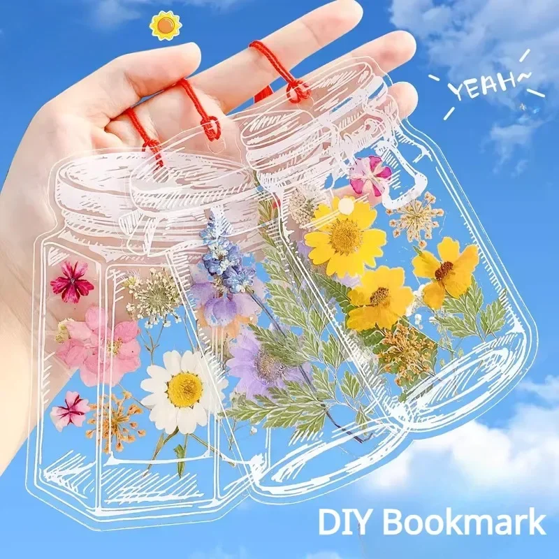 New 1 Set DIY Bookmarks Transparent Wishing Bottle Shape Bookmark Handmade Craft Children Scrapbooking Sticker School Supplies