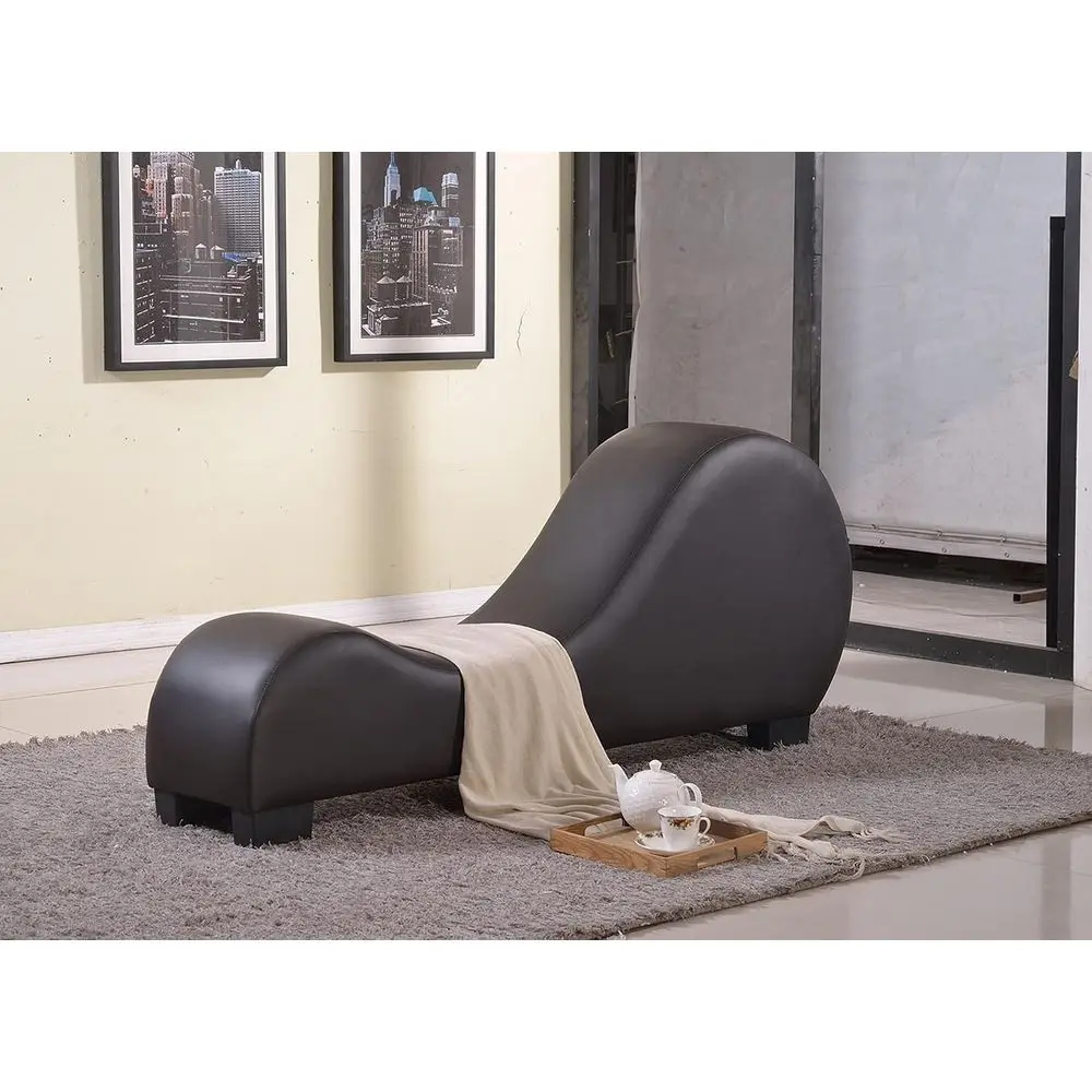 Yoga Collection ern aux Leather Curved Lounge Chaise or Stretching & Relaxation, Ideal or Bedroom, Living Room, Meditation Room