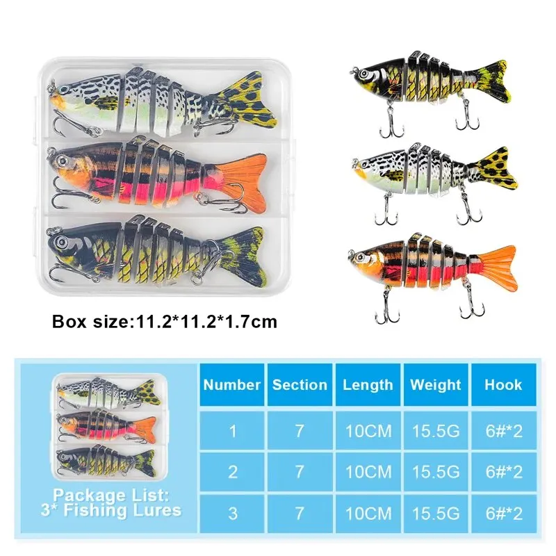 3PCS/Box Fishing Wobbler Lifelike 7 Segment Swimbait Crankbait Hard Bait Slow 10cm/15g Isca Artificial Lures Fishing Tackle image 6