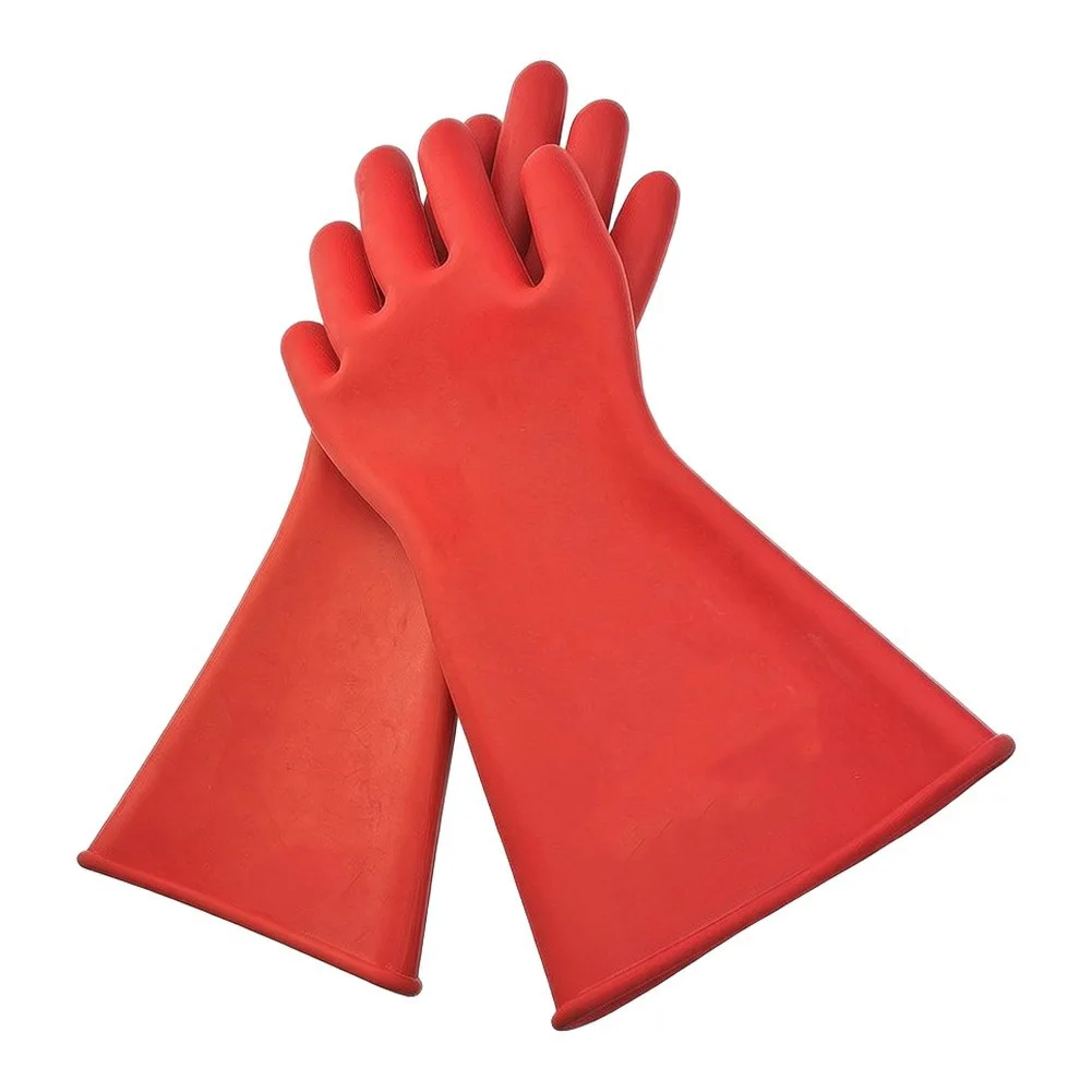 1 Pair 12KV Insulated Gloves Flat High Voltage Rubber Protective Gear For Electrician Live Wire Work Safety Equipment