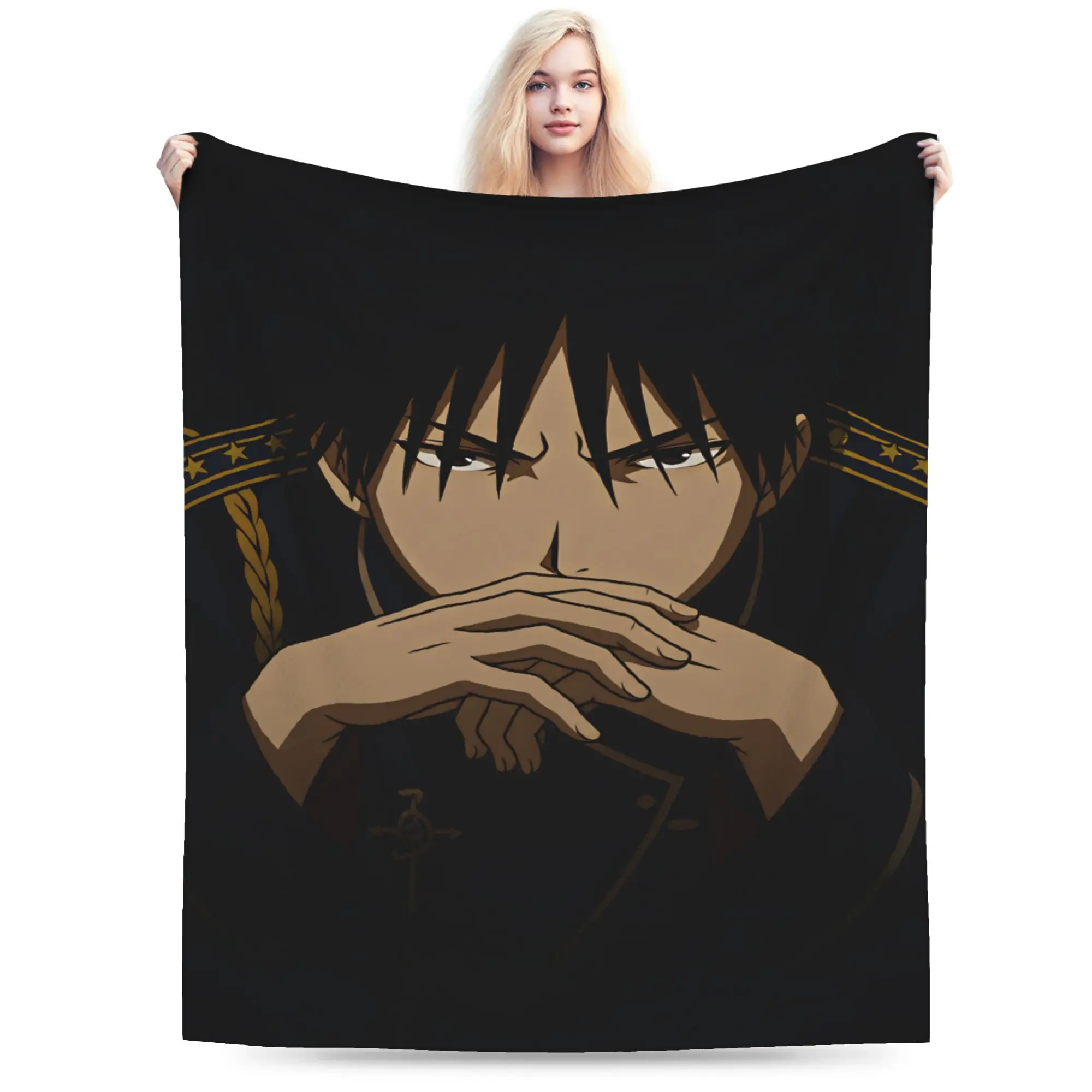 Roy Mustang Blankets Winter Fullmetal Alchemists Warm Throw Blanket For Adults Child Outdoor Flannel Bedspread Bed Cover