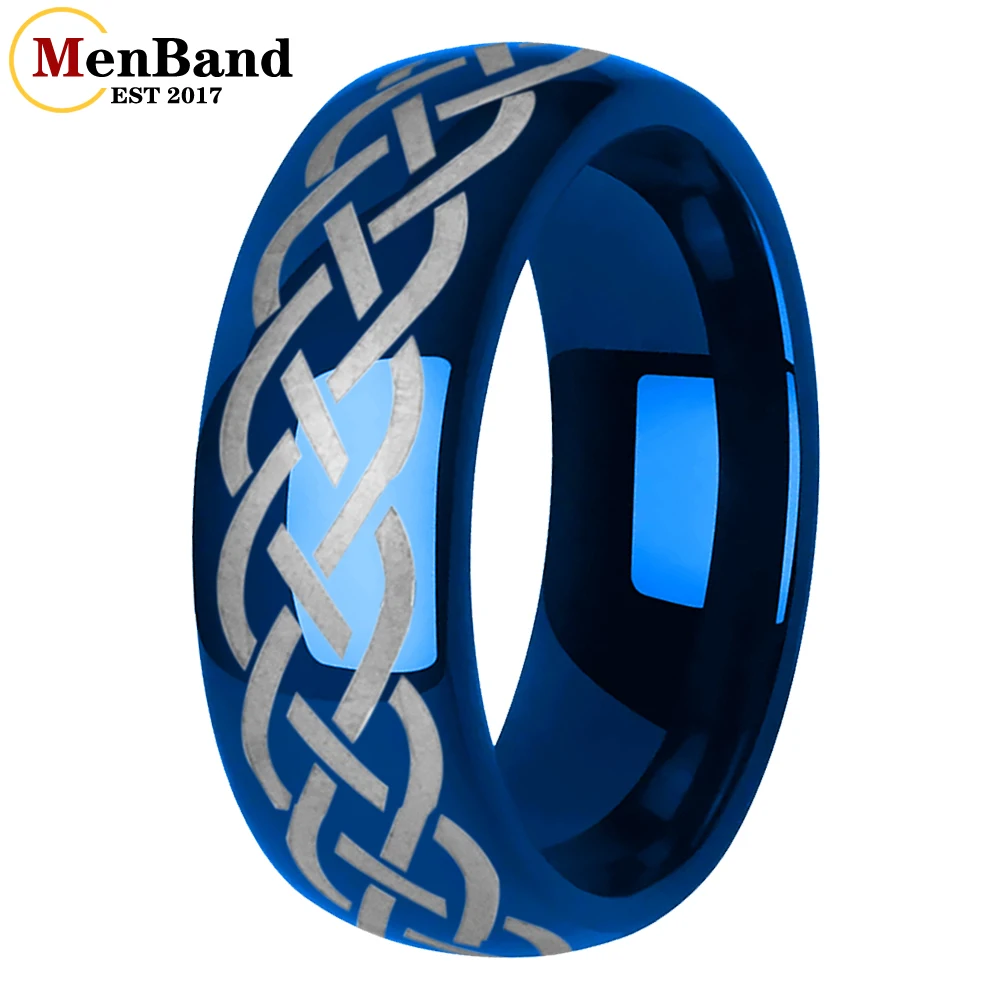 

MenBand 6/8mm Men and Women Wedding Tungsten Ring Laser Carving Celtic Knot Pattern Dome Polishing Comfortable Fit