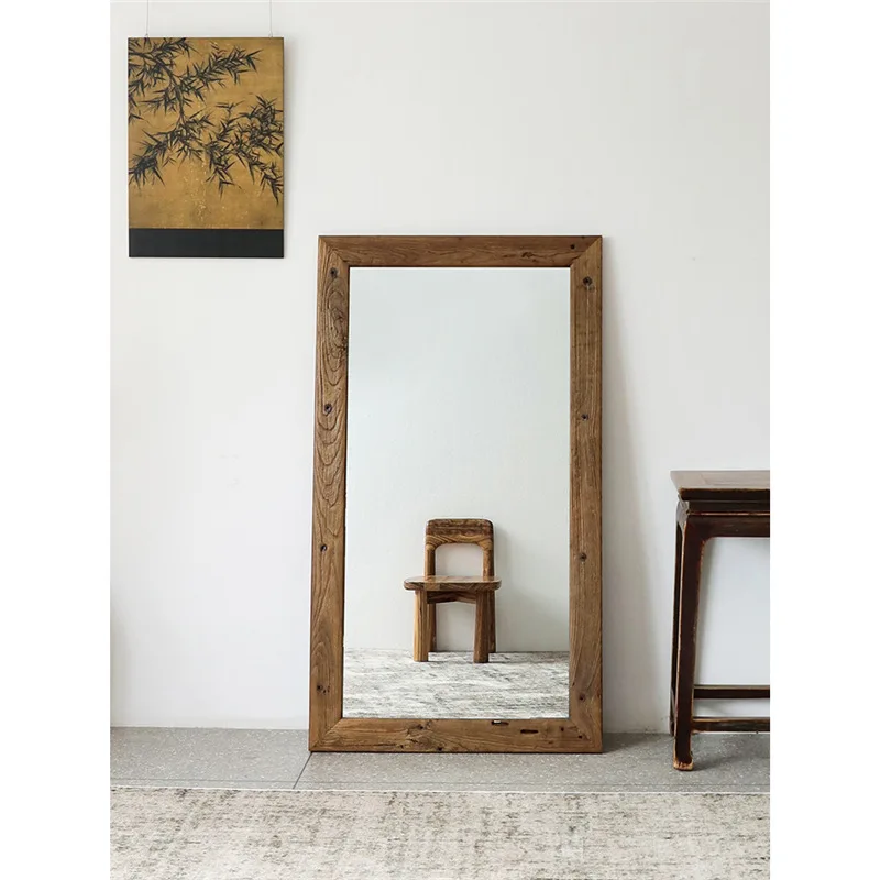 Wabi-sabi style standing full-length mirror, dressing mirror, floor-standing mirror, wall-mounted fitting mirror