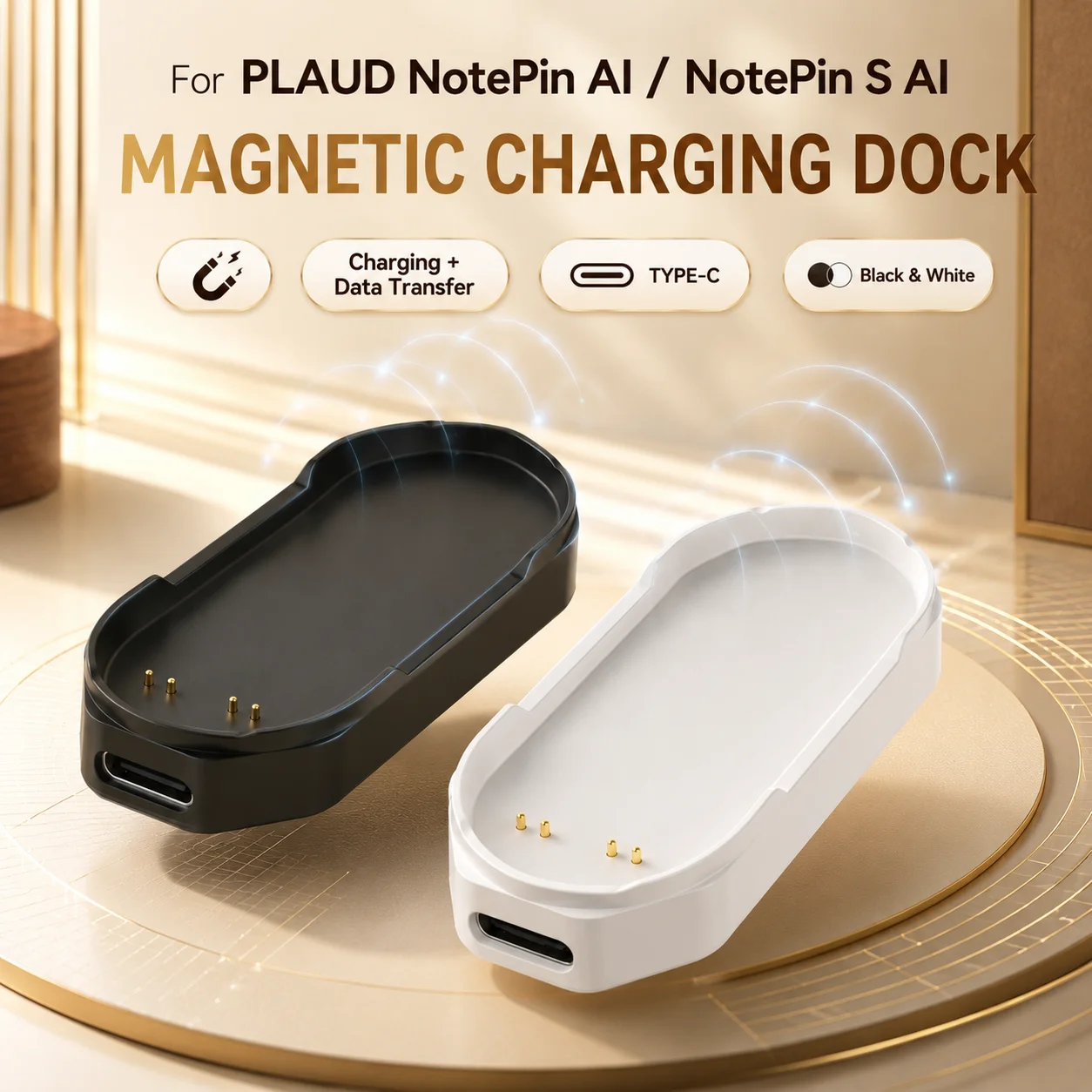 Charger Base For PLAUD NotePin AI / S AI Recorder Compact Fast Charging Base Station Sleek Design Charging Dock Replacement Part