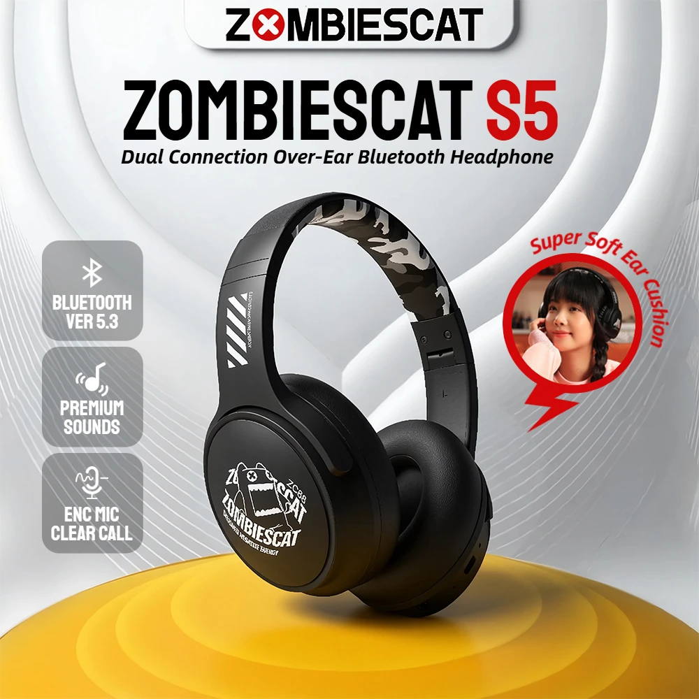 

Zombie Cat S5 Bluetooth наушники с сенсорным управлением, беспроводные наушники ENC с шумоподавлением, складная гарнитура-вкладыш, двойное подключение