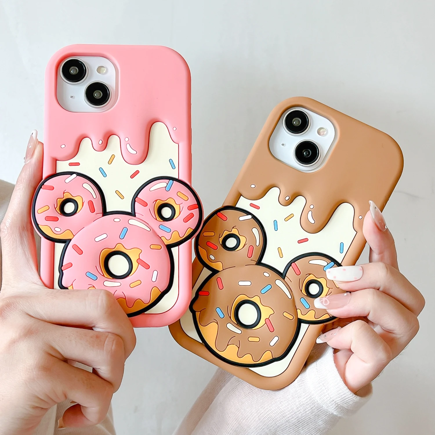 Donut Mickey Head For iPhone 15 14 13 12 11 Pro Max Case Soft Silicone Soft Case