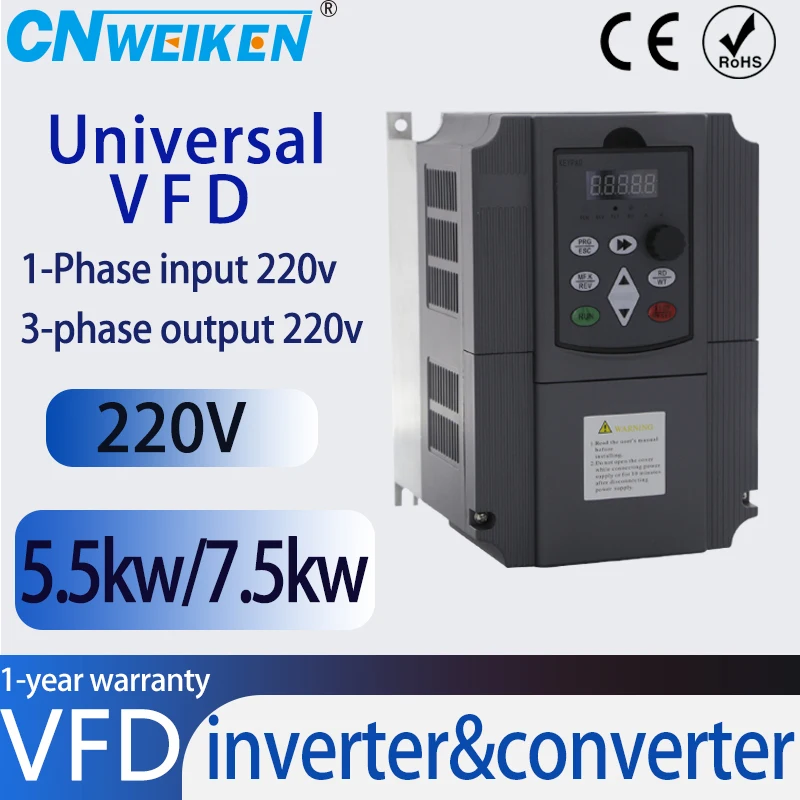 7.5 kw,5.5kw ,2.2kw, 4kw 220v to 380V AC Frequency Inverter Single Phase Input 3 phase output ac drives /Frequency Converter