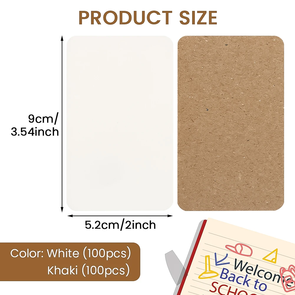 กระดาษโน้ตข้อความทรงสี่เหลี่ยมผืนผ้า200ชิ้นงานประดิษฐ์ทำมือแท็กการ์ดกระดาษเปล่าอเนกประสงค์สำหรับการเรียนรู้ของโรงเรียนสำนักงานสำหรับบุ๊คมาร์คกราฟฟิตี