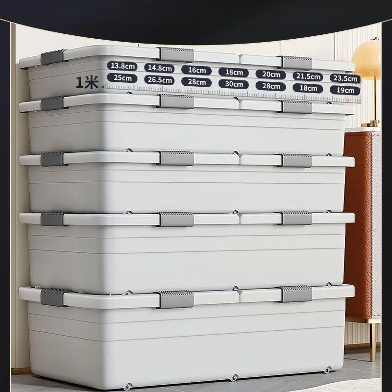 Extra Large Underbed Storage Box Flat with Wheels Dormitory Book Simple Moisture Proof Storage Box Bed Bottom Organizer