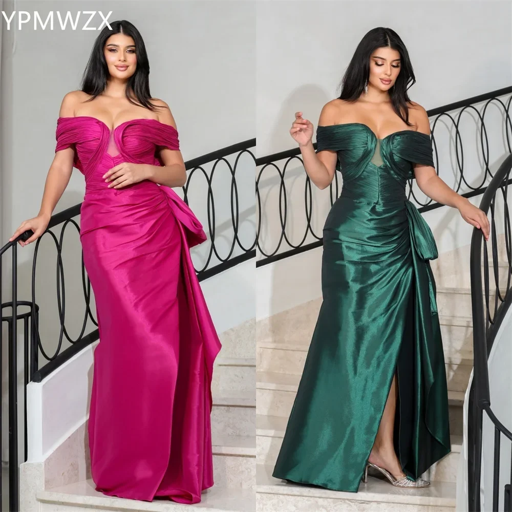 

Customized Formal Dress Women Party Occasion Prom Gown YPMWZX Off-the-shoulder Mermaid Floor Length Skirts Shirred Ruffle Bespok