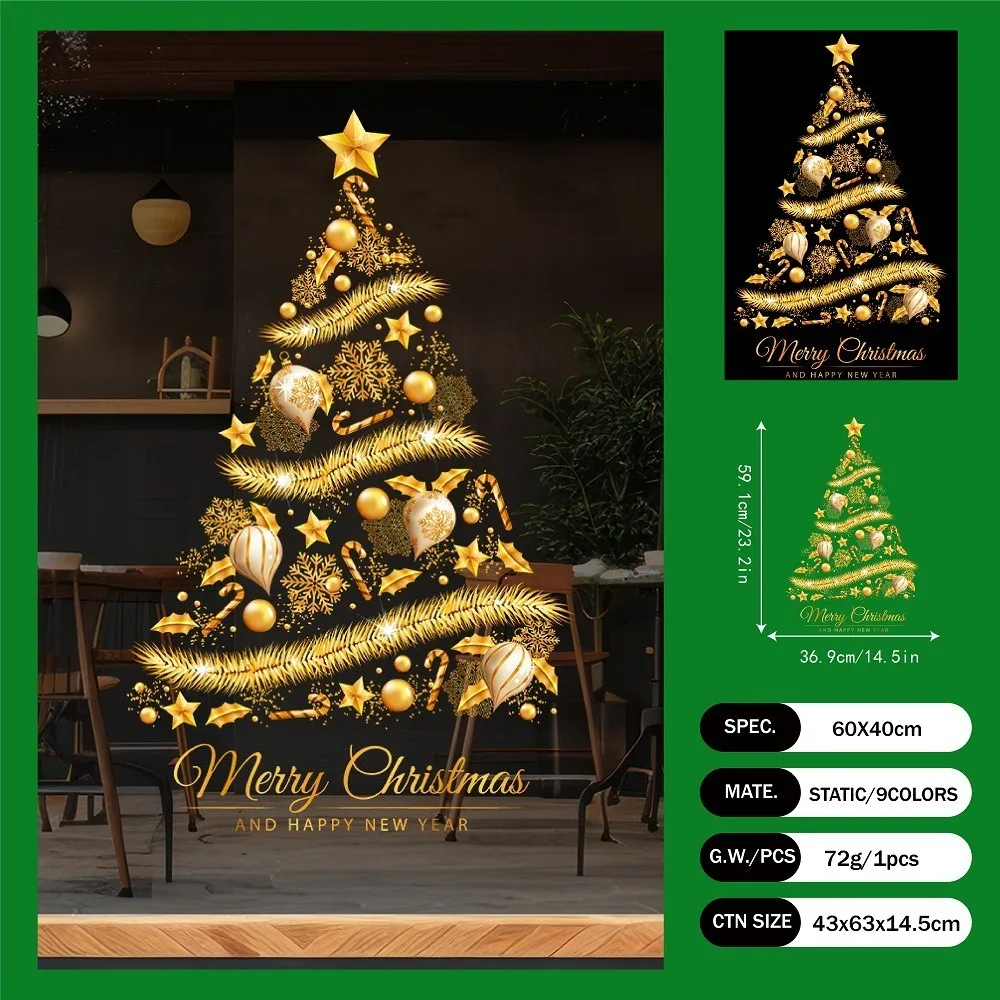 

PVC Christmas Window Stickers Electrostatic Whole Sheet Xmas Wall Sticker Reusable Christmas Glass Window Stickers Home Decor