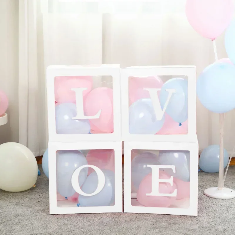 DIY Transparent Letter Balloon Box Baby Shower Girl 1st Birthday Party Decoration Kids Christmas Wedding Birthday Balloon Box