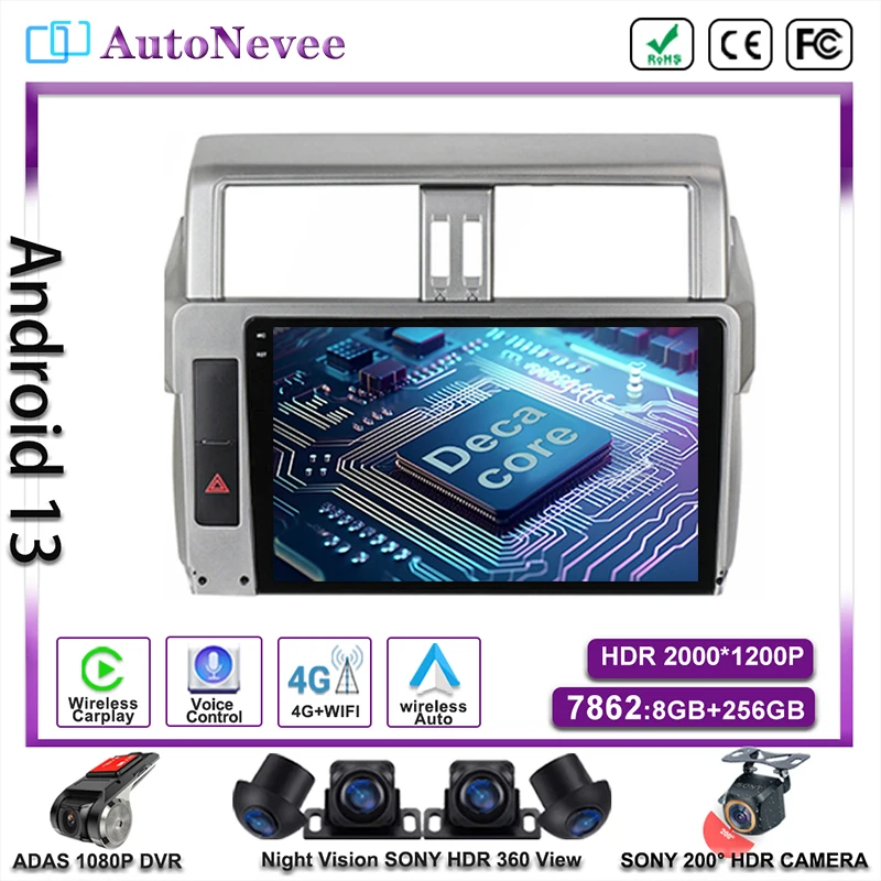 

Android 13 Auto For Toyota Land Cruiser Prado 150 2013 - 2017 US EDITION Car Radio Multimedia Video Player Navigation GPS DVD