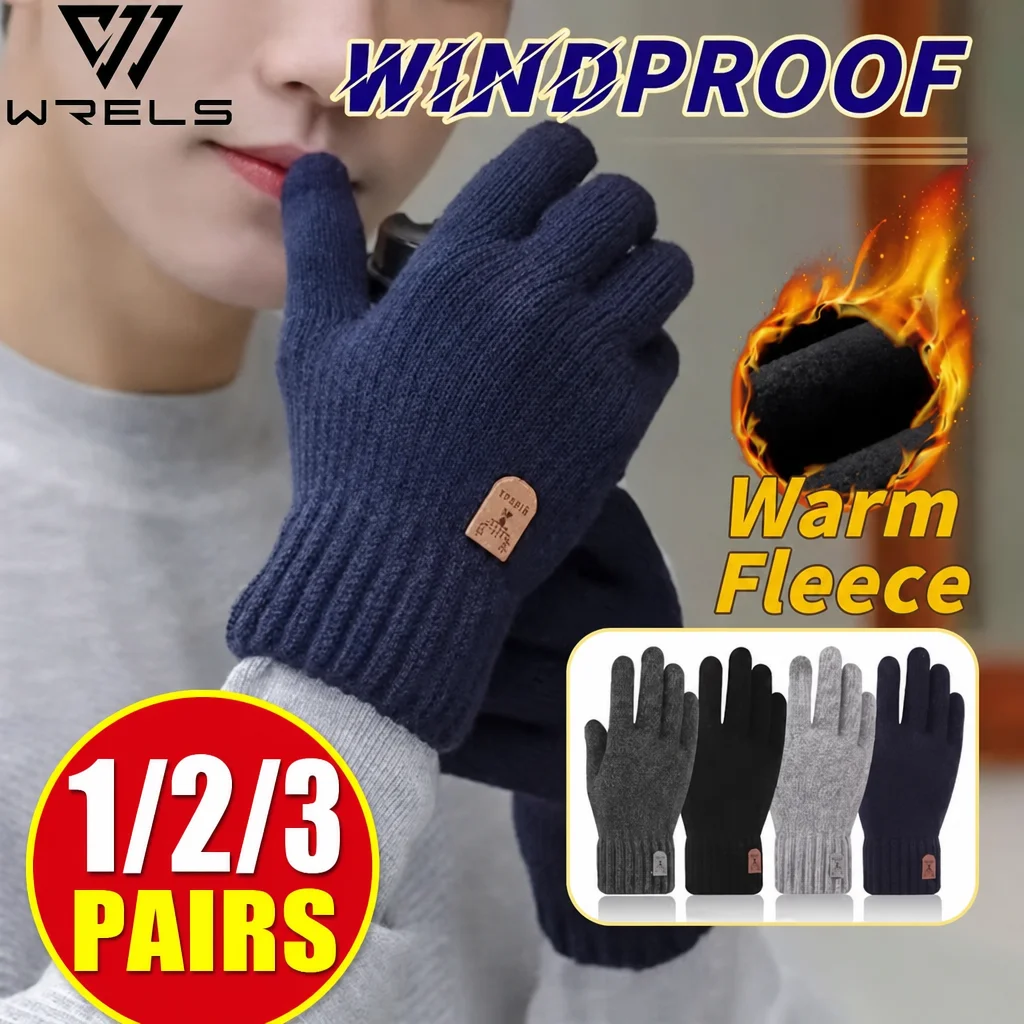 Winter Knit Gloves Fleece Lined Warm Mittens Touchscreen Cable Knitted Thermal Gloves Men Women Windproof Driving Handwear