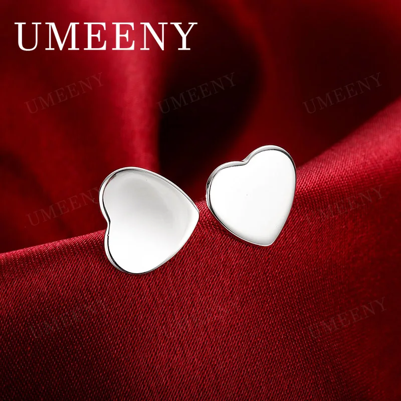 

Simple 925 Sterling Silver Beautiful Smooth Heart Shaped Earrings Women Fashion Gift Jewelry Engagement