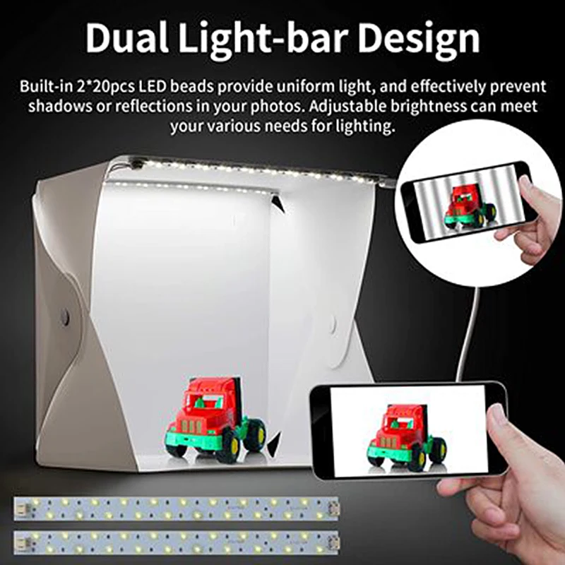 Gấp Gọn Lightbox 20Cm Di Động Chụp Ảnh Đèn LED Chụp Ảnh Phòng Thu Lều LED Softbox Nền Bộ USB Mini Hộp Dành Cho Máy Ảnh DSLR camera