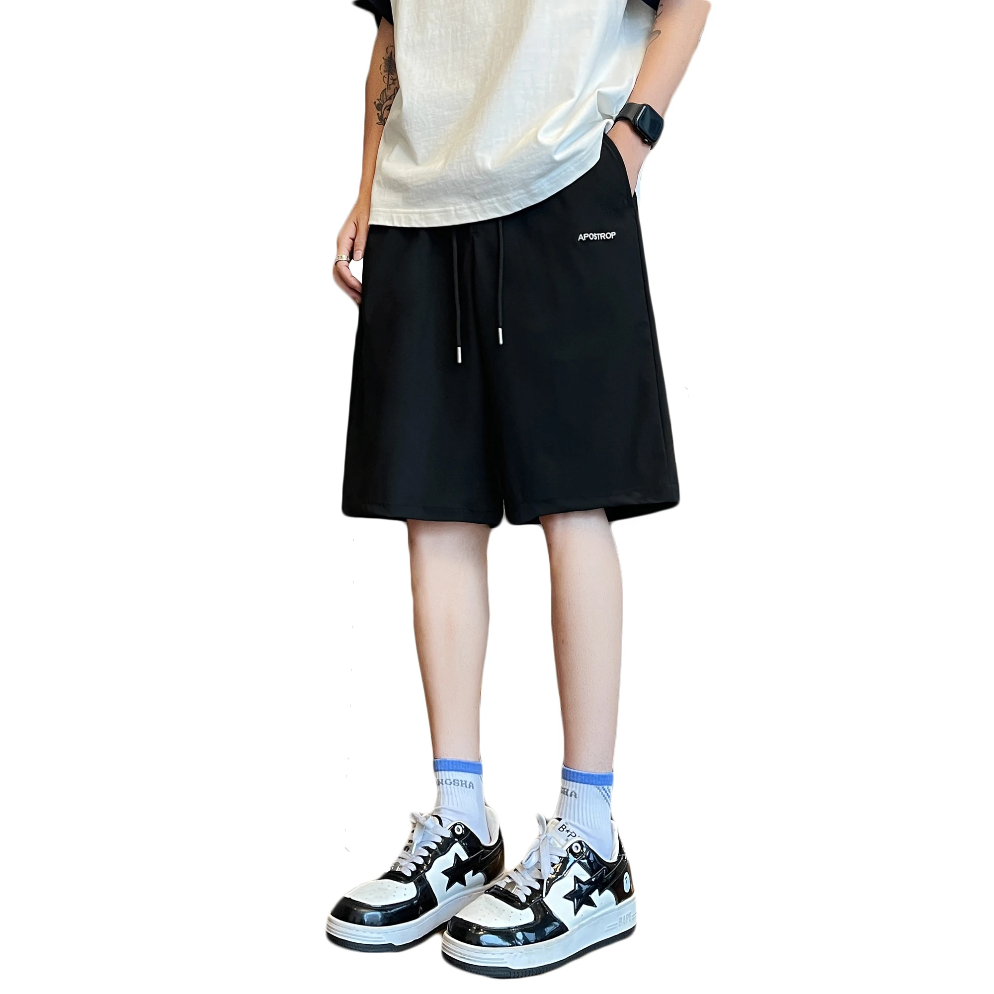 

Men's Ice Silk Shorts Summer Fashion Solid Color Elastic Simple Versatile Shorts Streetwear Sports Casual 5 Point Pants Trendy