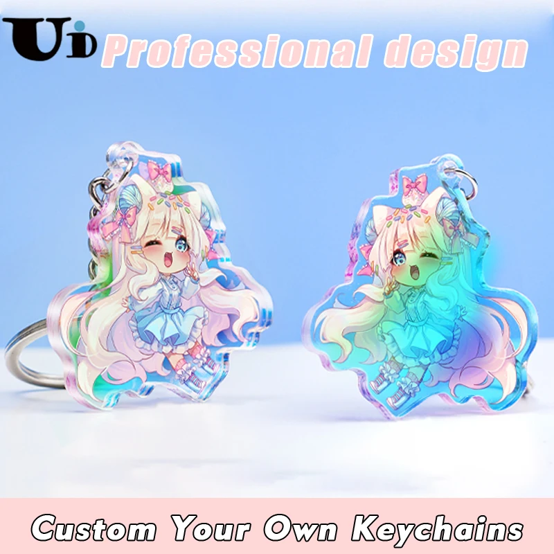 Custom Keychain Anime Acrylic Key Chain Ring Cartoon Figure Custom Personal Design Double Printing Coated Fashion Backpack Charm