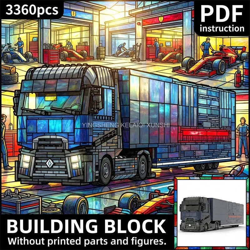 

Набор для сборки гоночного грузовика-автовоза для мальчиков, конструктор из строительных блоков, игрушка для моделей 249029 MOC