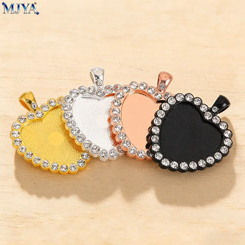 

MJYA 3 шт., хрустальный кулон, ободки, 25 мм, сердце, кабошон, базовый поднос для DIY, модные принадлежности для изготовления ювелирных изделий, аксессуары