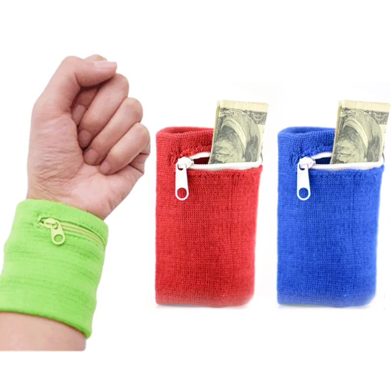 

Sports Wristband with Zipper Pouch Running Sports Arm Band Bag For MP3 Key Card Storage Bag Basketball Sweatbands Wristband Bags