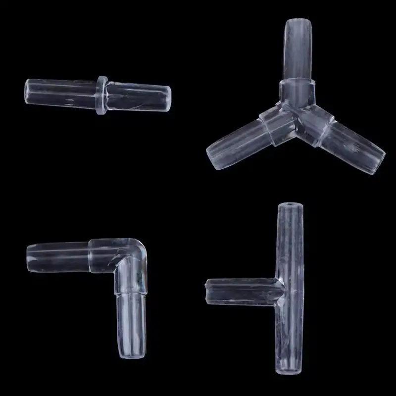 10Pcs Aquarium Airline Tubing Connectors Fish Tank Transparent Air Tube Adapters 4mm Inner Diameter Air Line Hose I L T Y Shaped