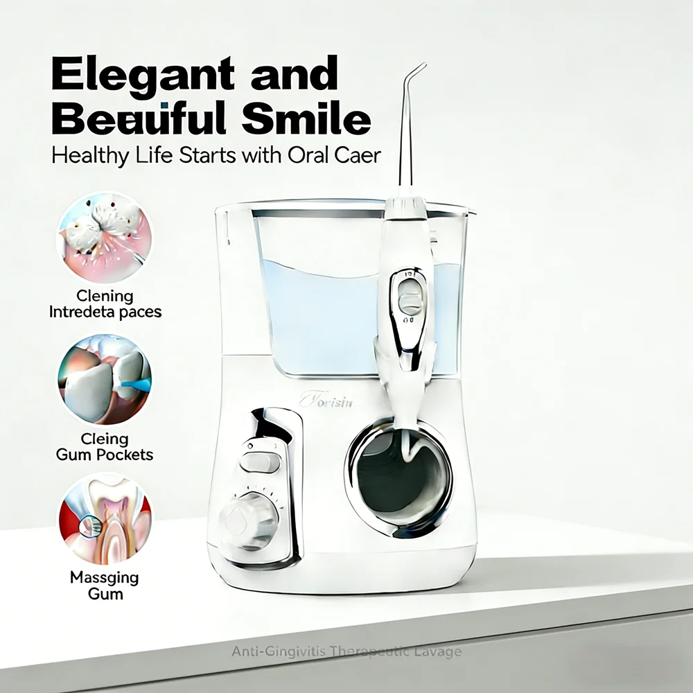

800ML Electric Dental Care Water Jet, 10 Function Settings 5 Nozzles, Oral Irrigator for Plaque Control & Fresh Breath